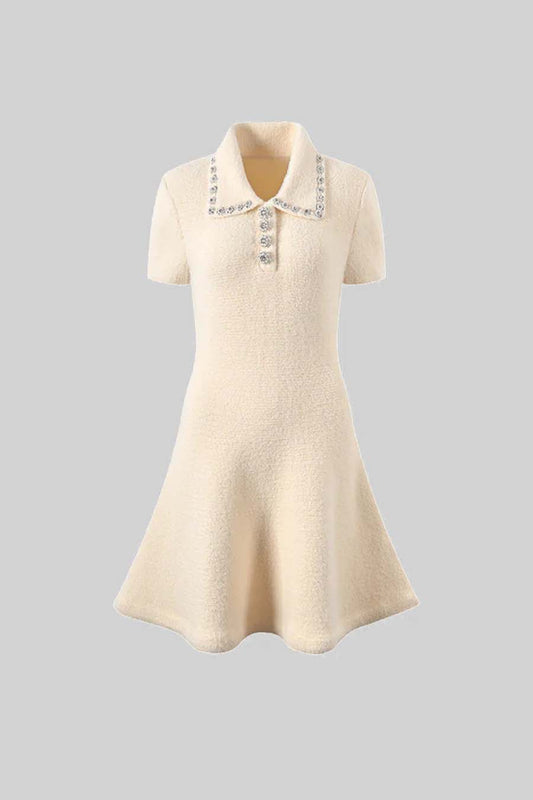 Vestido Elegante de Manga Curta - Ivoire