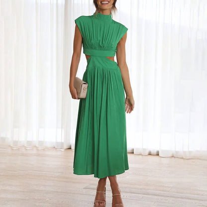 Celine | Vestido Plissado Gola Alta