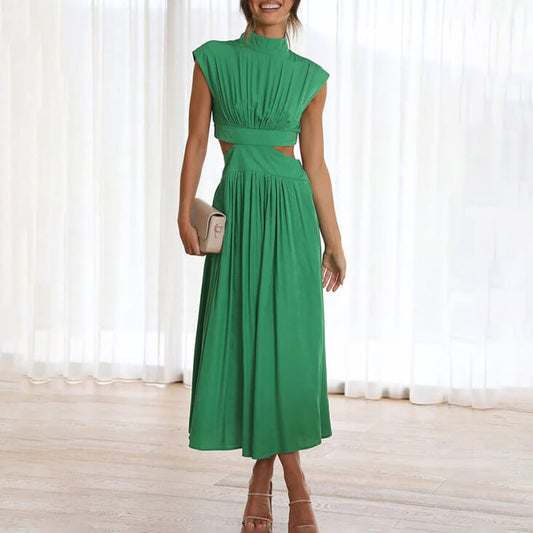 Celine | Vestido Plissado Gola Alta