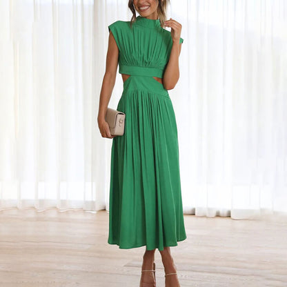 Celine | Vestido Plissado Gola Alta