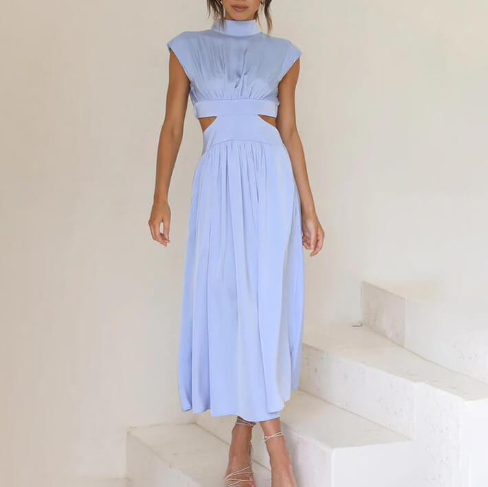 Celine | Vestido Plissado Gola Alta