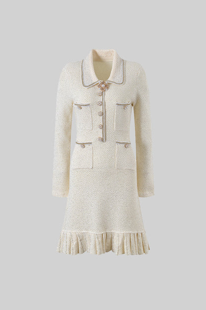 Vestido de malha texturizada - Ivoire