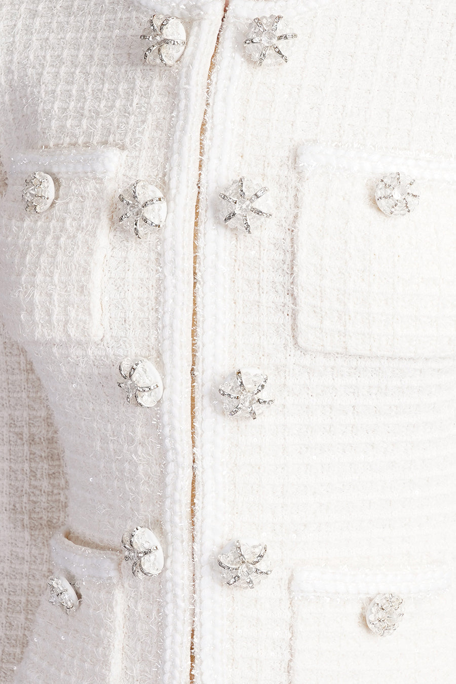 Vestido Tricotado de Manga Longa até ao Joelho - Branco