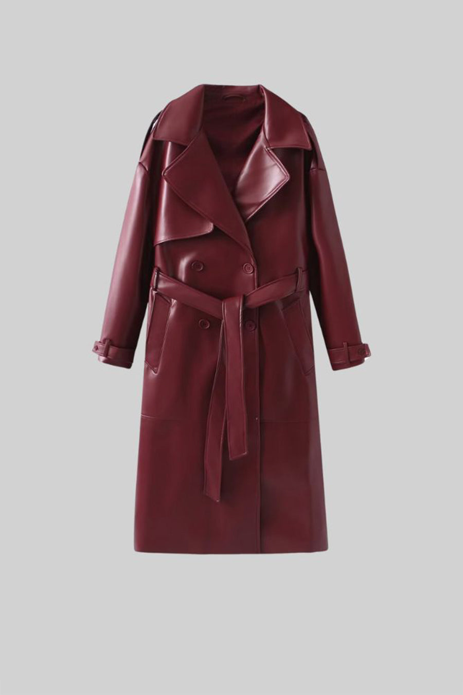 Casaco Trench de Couro Vegan - Borgonha