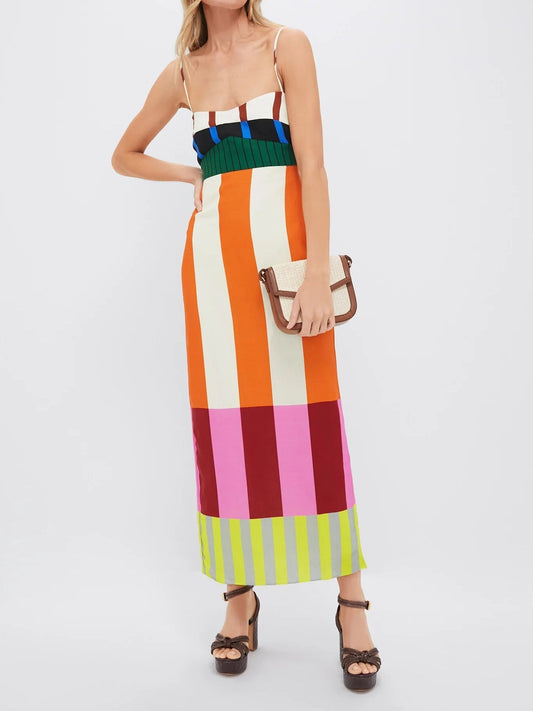 Paloma – Vestido longo listrado colorido